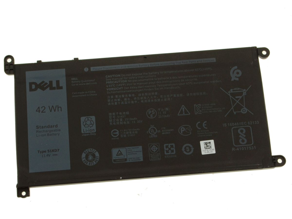 Dell 51KD7 accu (11.4 V, 42 Wh, 3684 mAh, origineel)